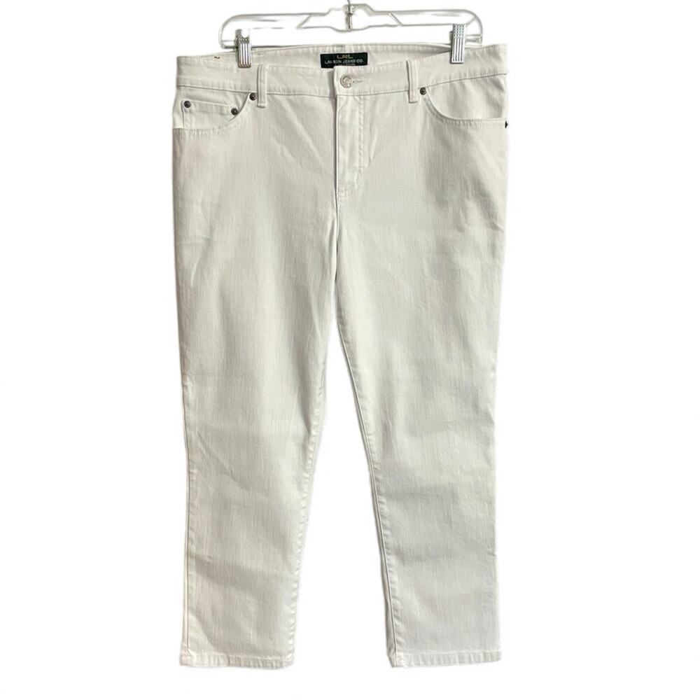 Lauren Ralph Lauren Size 14 Women Classic Straight Cropped Jeans White Stretch